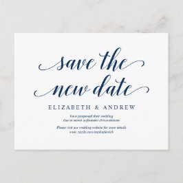 Rustic, Spara det nya datumet, marinblått, uppskju Vykort