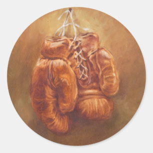 Rustic Sports   Boxing Glove Runt Klistermärke