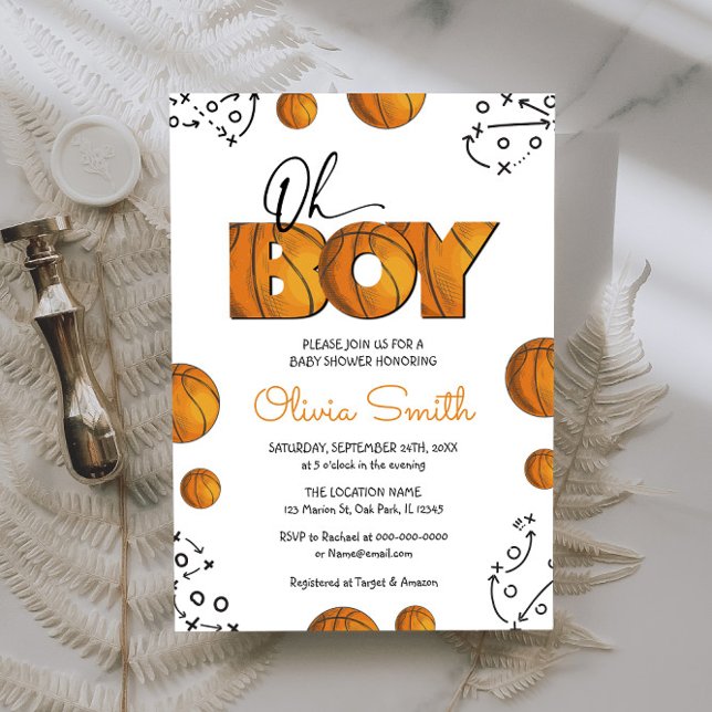 Rustic Sports Boy Basketball Baby Shower Inbjudningar (Skapare uppladdad)
