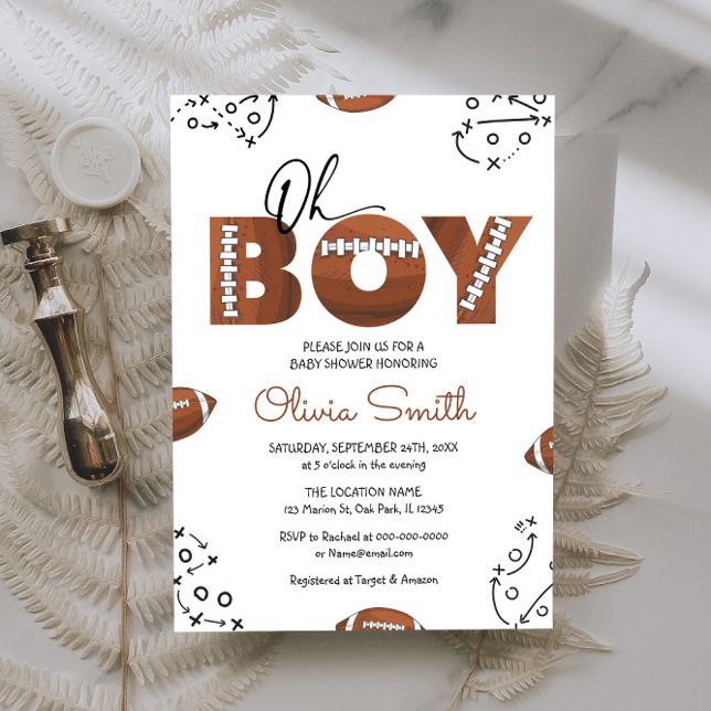 Rustic Sports Boy Football Baby Shower-inbjudan Inbjudningar (Skapare uppladdad)