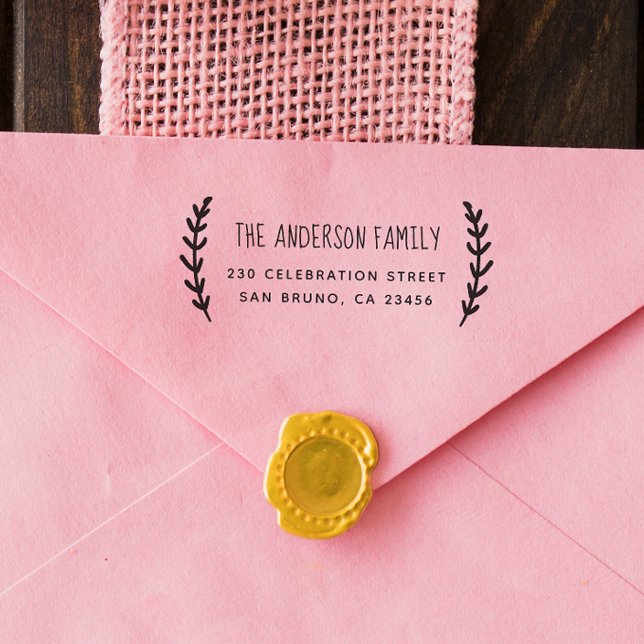 Rustic Sprig | Anpassningsbar-familjen Namn & Retu Stämpel (Rubber Stamp Mock-up)