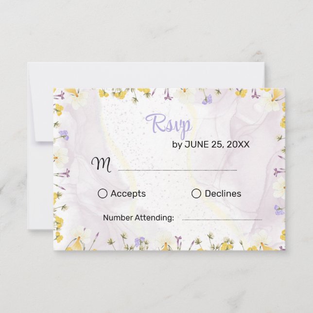 Rustic Spring Floral Elegant wedding RSVP card OSA Kort (Framsida)