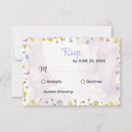 Rustic Spring Floral Elegant wedding RSVP card OSA Kort