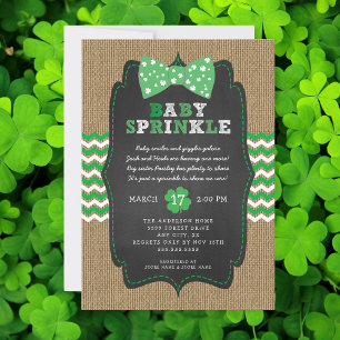 Rustic St patrick's day Bow Tie Baby Sprinkle Inbjudningar