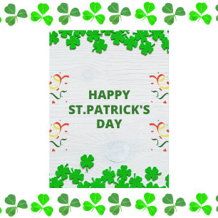 Rustic St. Patrick's Day Shamrock Firande Vykort