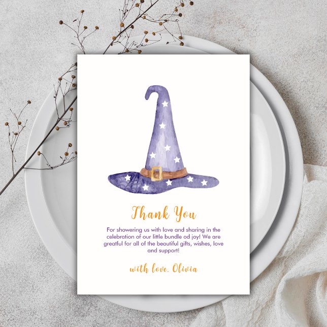 Rustic Star Little Boo Witch Hat Baby Shower Tack Kort (Rustic Star Little Boo Witch Hat Baby Shower Thank You Card)