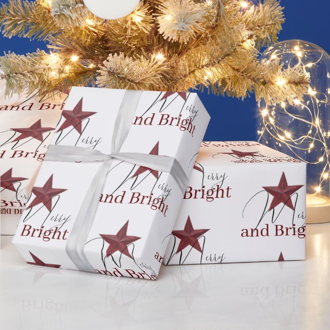 Rustic Star Merry & Bright Presentpapper (Helgdagar)