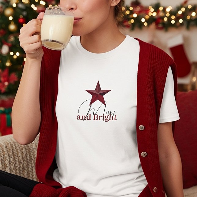 Rustic Star Merry & Bright T Shirt (Skapare uppladdad)