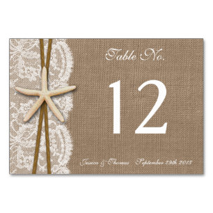 Rustic Starfish Beach Wedding Collection Bordsnummer