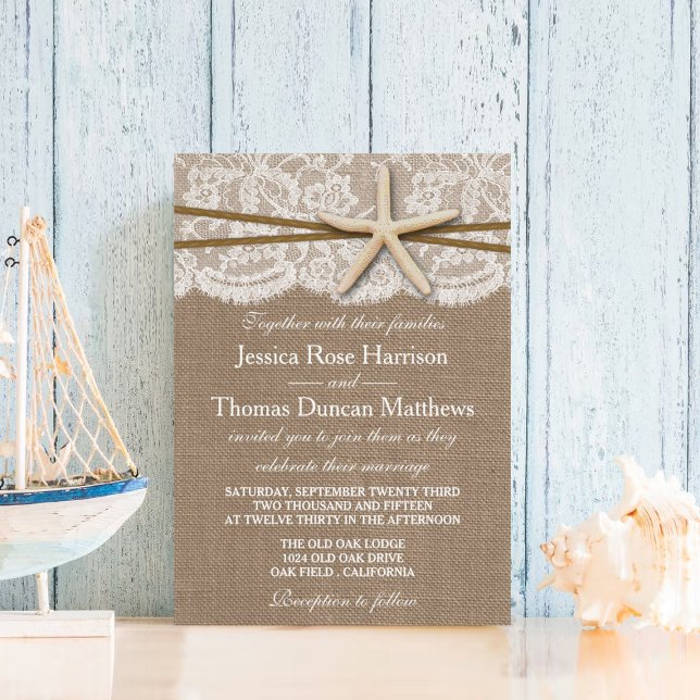 Rustic Starfish Beach Wedding Collection Inbjudningar (Skapare uppladdad)