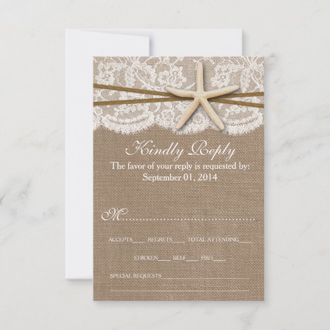 Rustic Starfish Beach Wedding Collection OSA Kort (Framsida)