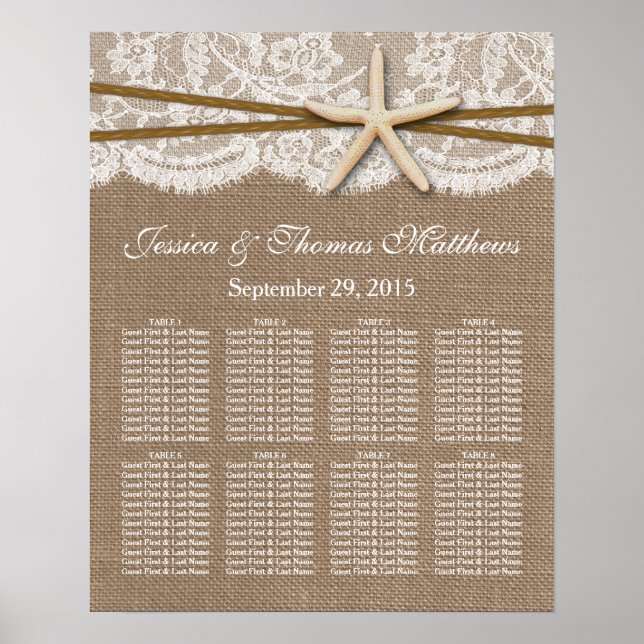 Rustic Starfish Beach Wedding Collection Poster (Framsidan)