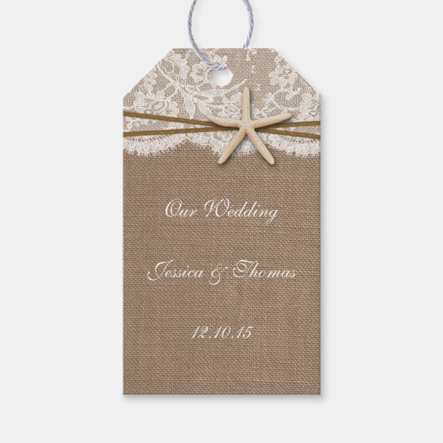 Rustic Starfish Beach Wedding Collection Presentetikett (Framsidan)