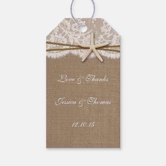 Rustic Starfish Beach Wedding Collection Presentetikett (Framsidan)