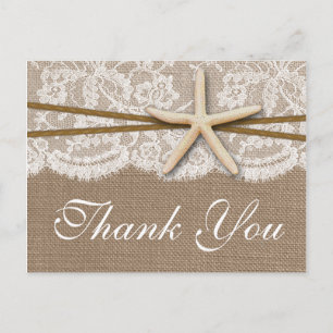 Rustic Starfish Beach Wedding Collection Vykort