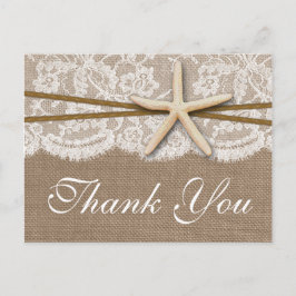 Rustic Starfish Beach Wedding Collection Vykort