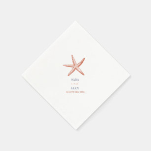 Rustic Starfish Red and Blue Bröllop Pappersservett