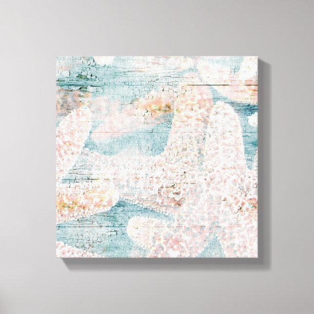 Rustic Starfish Teal Blue Canvastryck (Framsida)