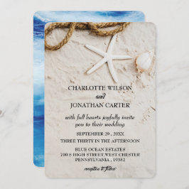 Rustic Starfish Tropical Coastal Beach Wedding Inbjudningar