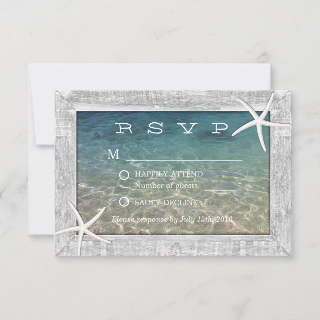 Rustic Starfish Wood Framed Beach Wedding OSA (Framsida)
