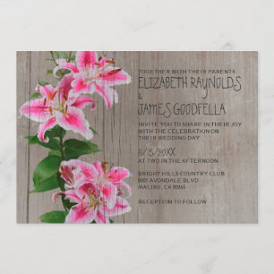 Rustic Stargazer Lily-bröllopsinbjudningar Inbjudningar