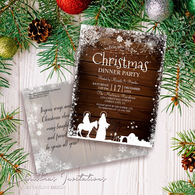 Rustic Stars Ljus Mary & Joseph jul Party Inbjudan Vykort (Skapare uppladdad)