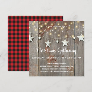 Rustic Stars & Ljus på Barnwood jul Party Inbjudningar