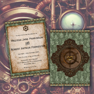 Rustic Steampunk Elegance Victorian Bröllop Inbjudningar