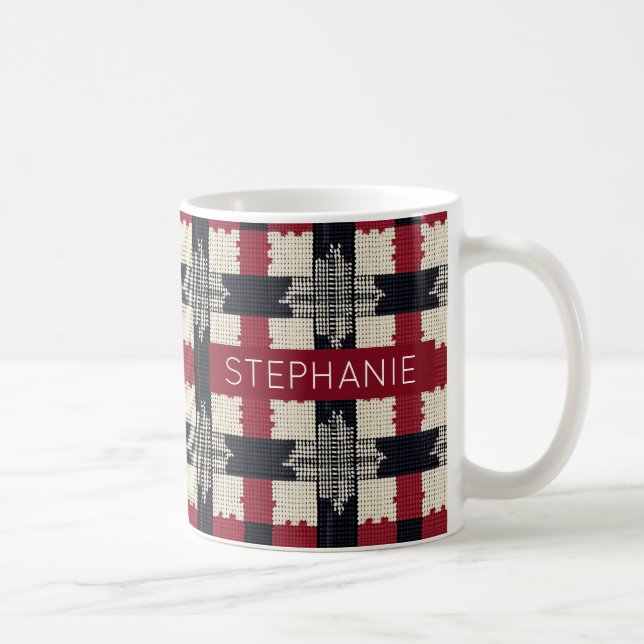 Rustic Sticka Snowflake Play - Mysigt Winter Boho Kaffemugg (Höger)