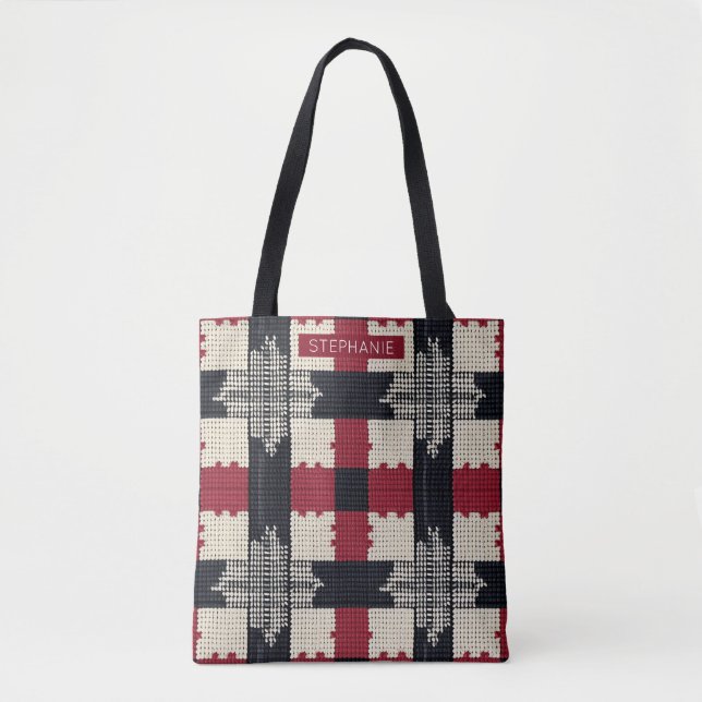 Rustic Sticka Snowflake Play - Mysigt Winter Boho Tygkasse (Framsida)