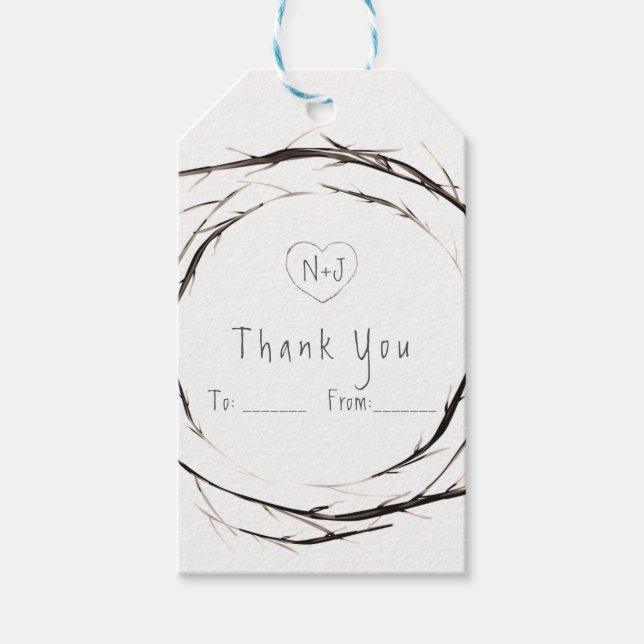 Rustic Sticks Twigs Grenar Anpassningsbar för andn Presentetikett (Framsidan)