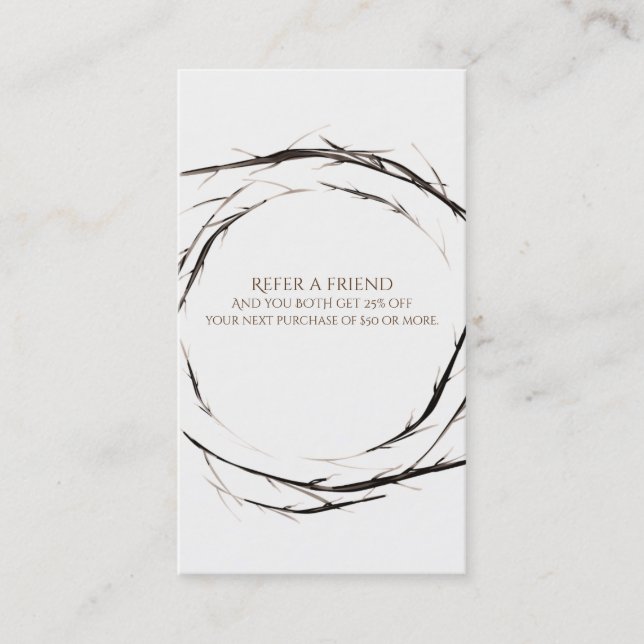 Rustic Sticks Twigs Grenar Wand Refe a Friend Rabattkort (Framsida)