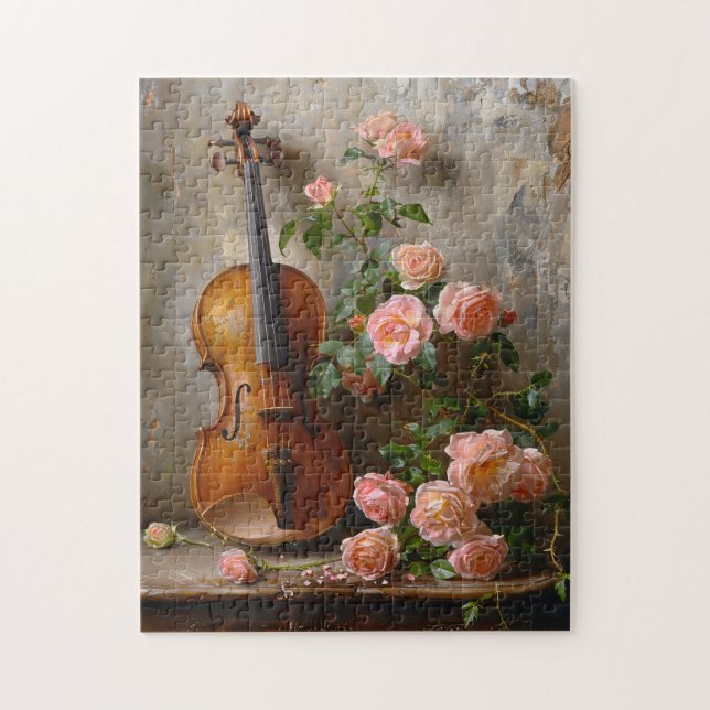 Rustic still Life med Vintage Violin Pussel (Vertikal)
