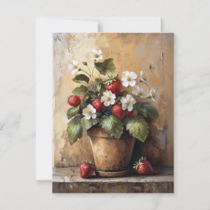 Rustic still Life Strawberry Plant i en Pot Vykort