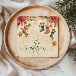 Rustic Stockings och Poinsettias jul Party Pappersservett