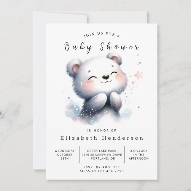 Rustic Stollig Bear Baby Shower Inbjudningar (Framsida)