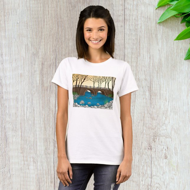 Rustic Stone-bron över flodens natur liggande T Shirt (Skapare uppladdad)