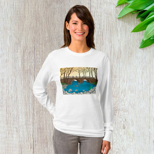 Rustic Stone-bron över flodens natur liggande T Shirt