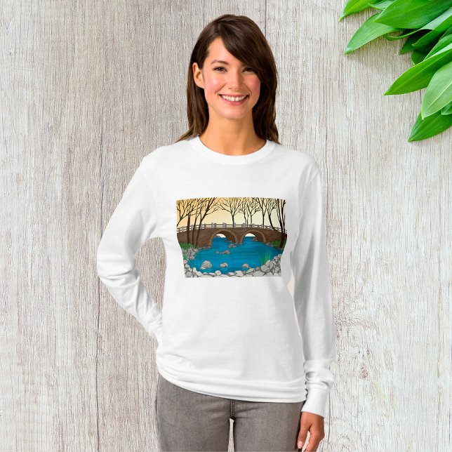 Rustic Stone-bron över flodens natur liggande T Shirt (Skapare uppladdad)