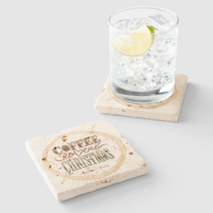 Rustic Stone Coffee Älskare julen Underlägg