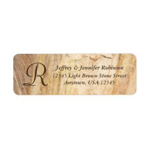 Rustic Stone Monogram Namn och Returadress Etikett