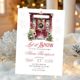 Rustic Storefront Let It Snow Girl Baby Shower Inbjudningar