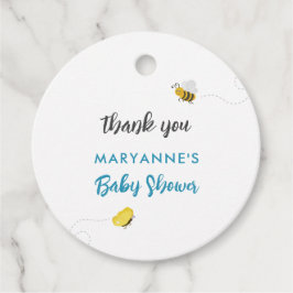 Rustic Stork med Bee & Butterfly Boy Shower Gåvor Etiketter