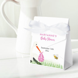 Rustic Stork med Bee & Butterfly Girl Baby Shower Presentaskar