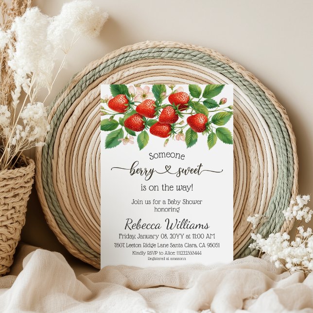 Rustic Strawberry Red Berry Sweet Baby Shower Inbjudningar (Skapare uppladdad)