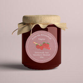 Rustic Strawberry Rhubarb Sylt etikett Sticker