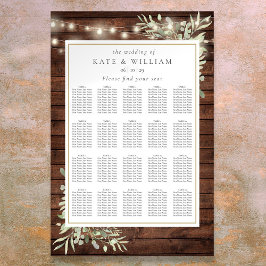 Rustic String Light Greenery Bröllop-sätesdiagram Poster