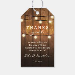 Rustic String Light Land Barn Bröllop Tack Presentetikett