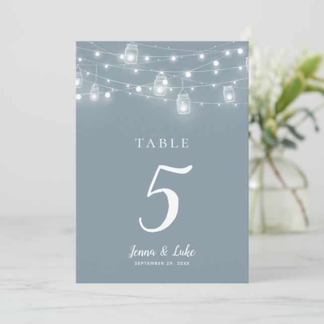 Rustic String Lights Wedding Table Numbers (Stående Fram)
