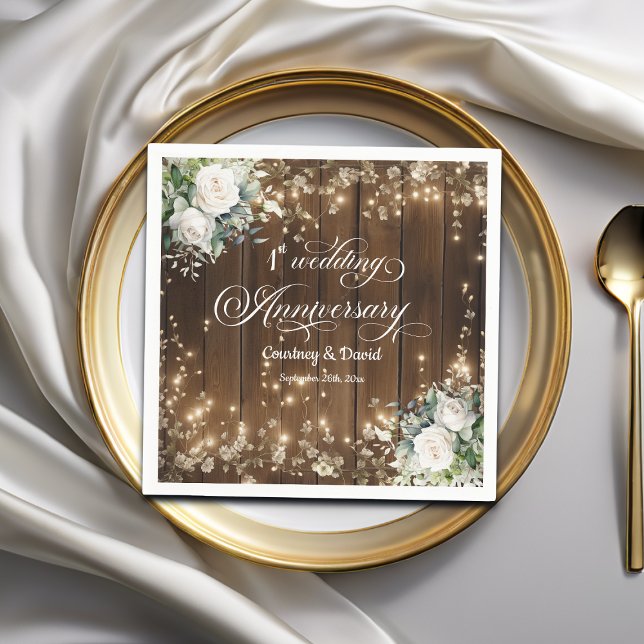 Rustic String Ljus 1:a Bröllop-årsdagen Pappersservett (Skapare uppladdad)